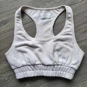 Cozi Racerback Sports Bra Top - Cream / Off-White - Size Small - Soft Athleisure